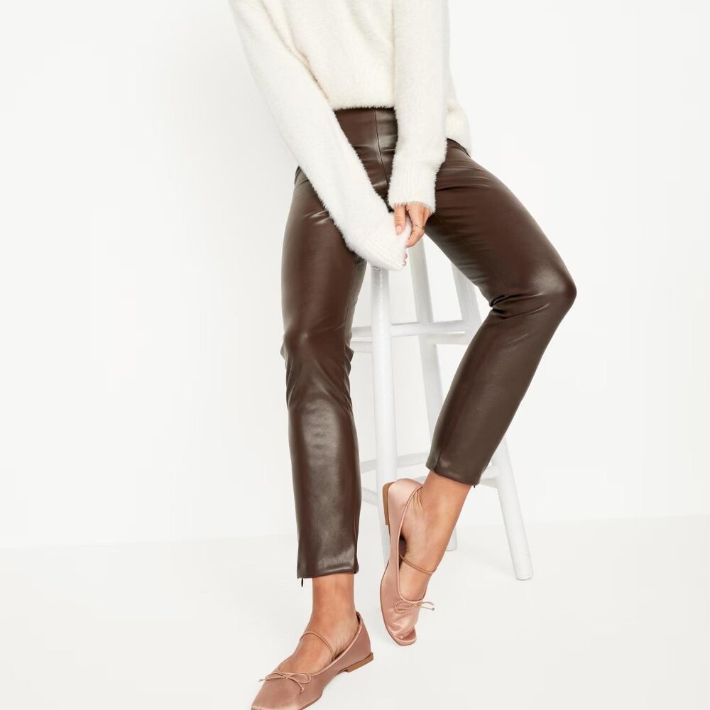 NEW Old Navy Extra High-Waisted Faux-Leather Pants - Picture 4 of 11
